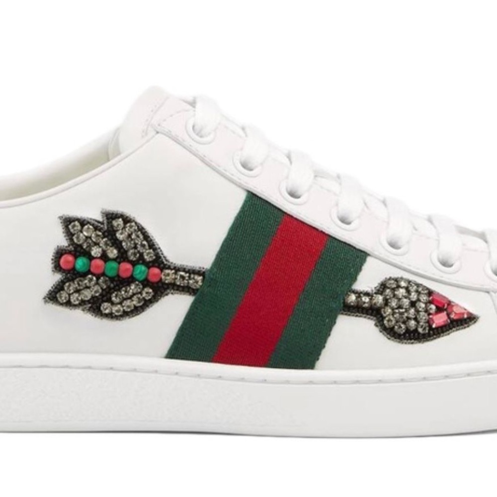 Gucci White Sneakers with Red and Green Stripes - Picture 4 of 4